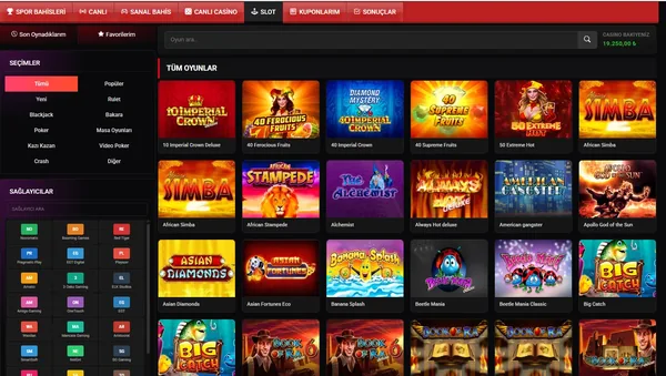 Bahis sitesi casino ve slot oyunları sayfası - popüler oyun sağlayıcıları ve slot listesi